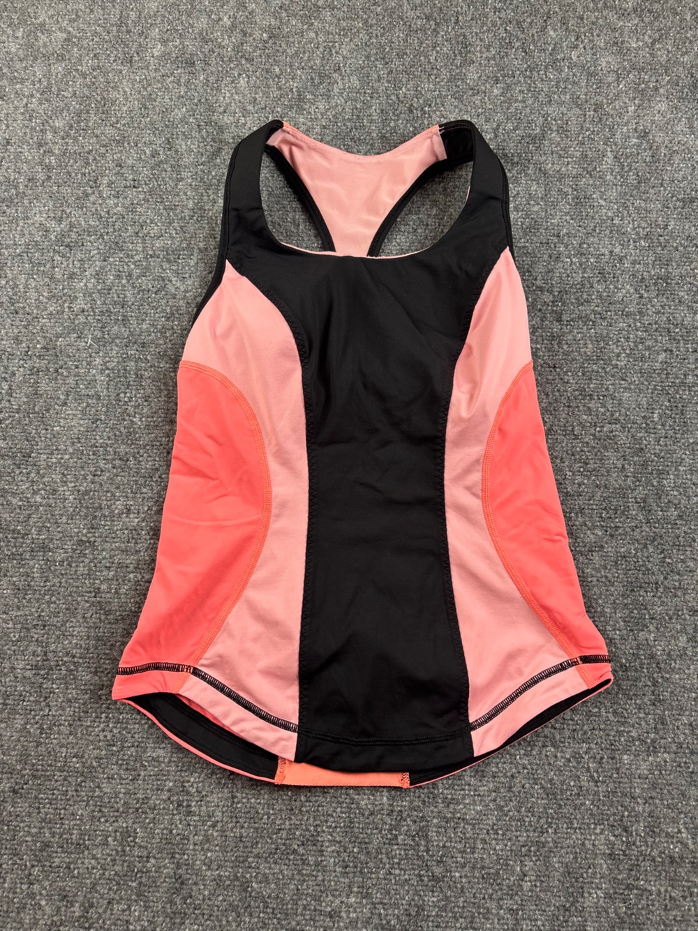 LULULEMON Women’s Black/Coral Pink Cardio Kick Tank Top size: 4